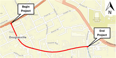 Map of Fairburn Road redevelopment project area